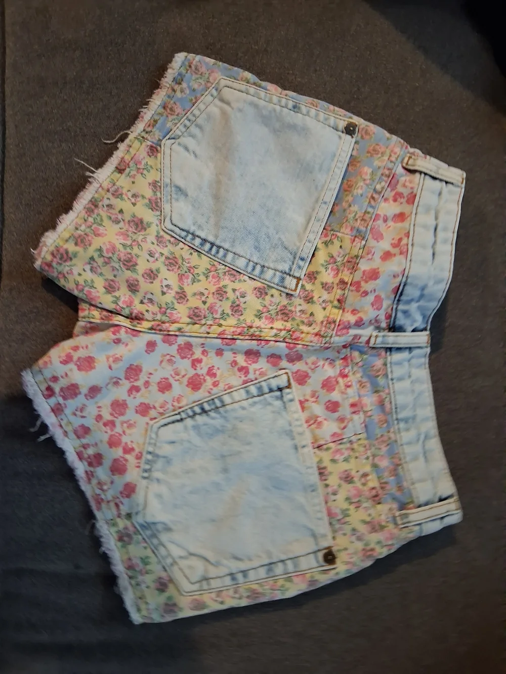 Anthropologie Floral Patchwork Denim Shorts - Pink & Blue - Picture 3 of 5